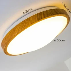 Plafonnier Sora Wood LED Bois clair, Blanc, 1 lumière