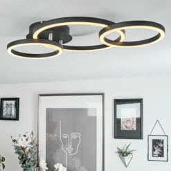 Plafonnier Sorte LED Chrome, Noir, 1 lumière