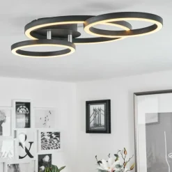 Plafonnier Sorte LED Chrome, Noir, 1 lumière