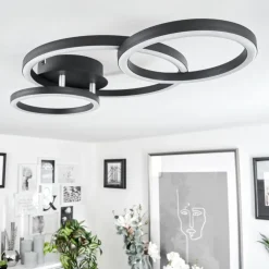 Plafonnier Sorte LED Chrome, Noir, 1 lumière