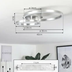 Plafonnier Sorte LED Nickel mat, 1 lumière