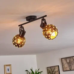 Plafonnier Sunasau Noir, 2 lumières