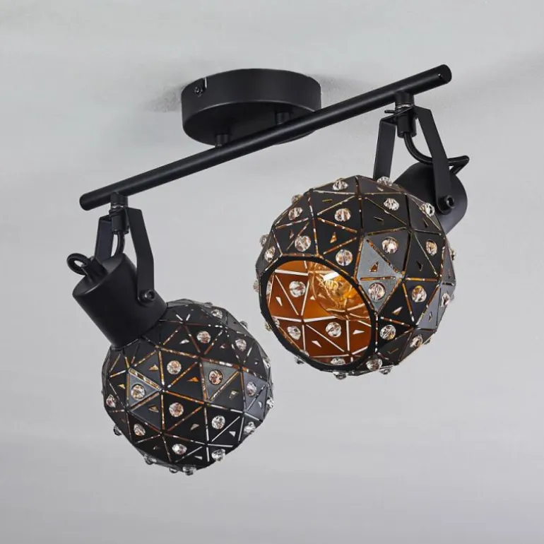 Plafonnier Sunasau Noir, 2 lumières