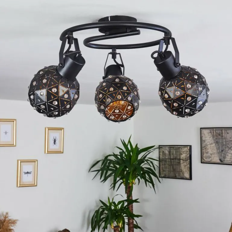 Plafonnier Sunasau Noir, 3 lumières