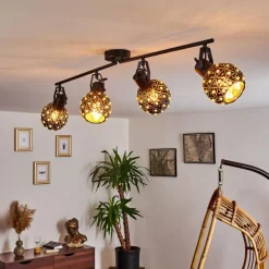 Plafonnier Sunasau Noir, 4 lumières