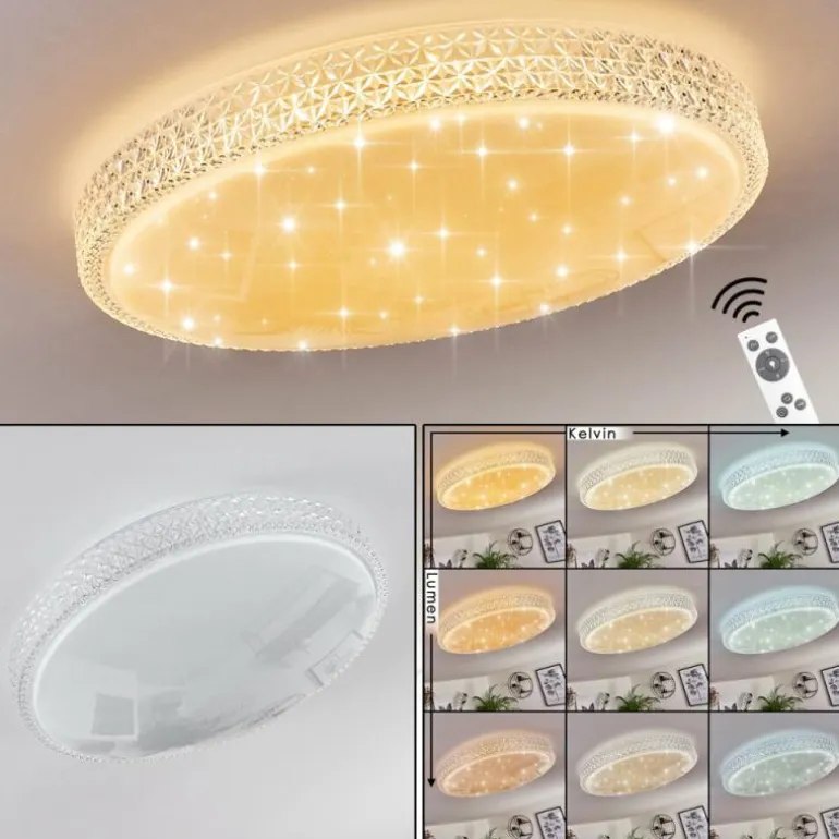 Plafonnier Suno LED Transparent, Blanc, 1 lumière, Télécommandes