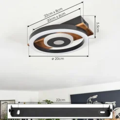 Plafonnier Taboneira LED Noir, 1 lumière