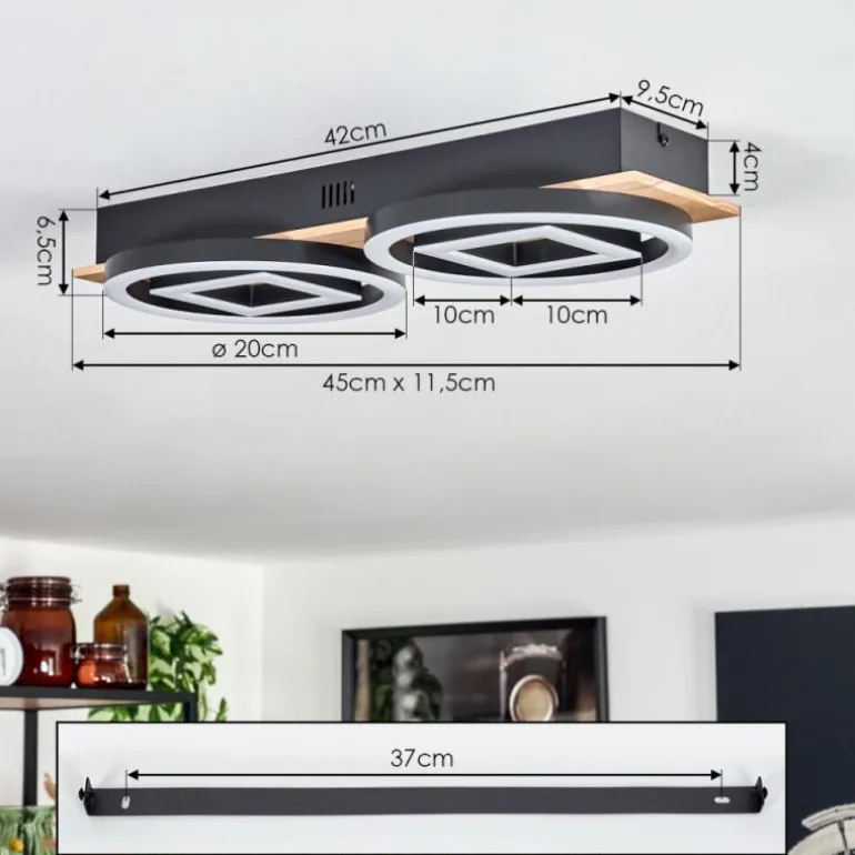 Plafonnier Taboneira LED Écru, Noir, 2 lumières