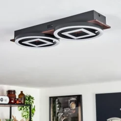 Plafonnier Taboneira LED Brun foncé, Noir, 2 lumières