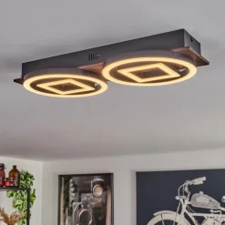 Plafonnier Taboneira LED Brun foncé, Noir, 2 lumières
