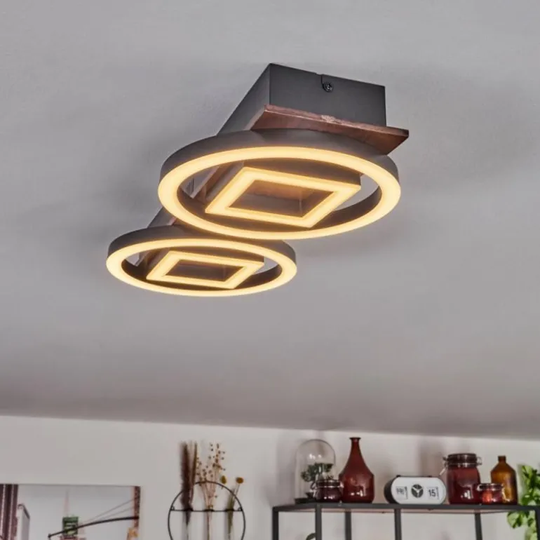 Plafonnier Taboneira LED Brun foncé, Noir, 2 lumières