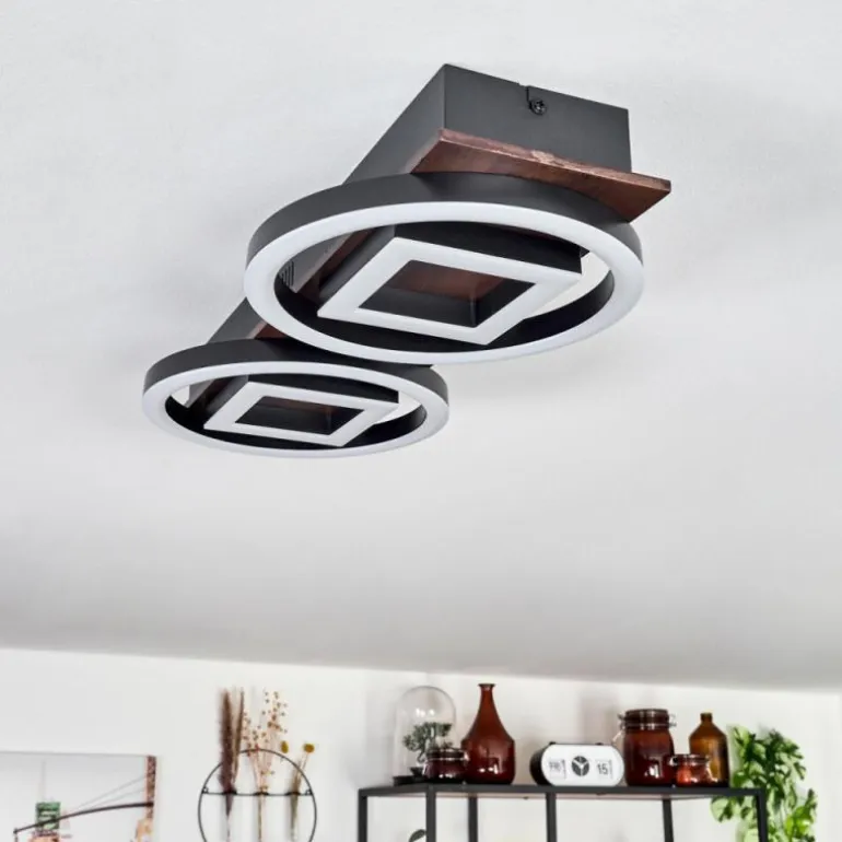 Plafonnier Taboneira LED Brun foncé, Noir, 2 lumières