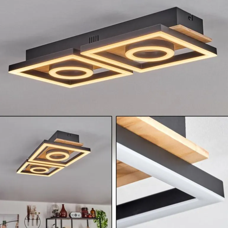 Plafonnier Taboneira LED Écru, Noir, 2 lumières