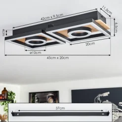 Plafonnier Taboneira LED Écru, Noir, 2 lumières
