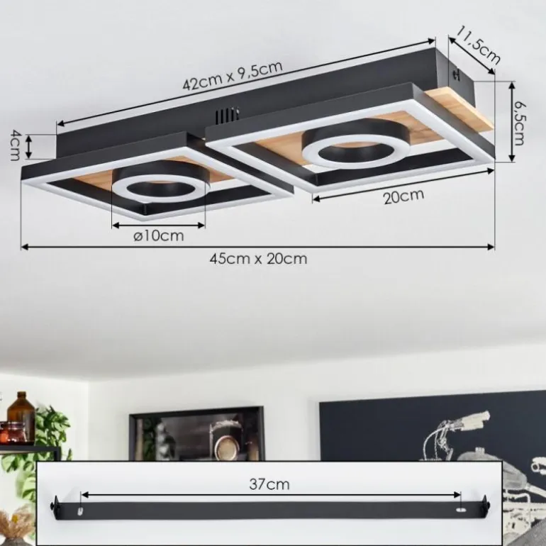 Plafonnier Taboneira LED Écru, Noir, 2 lumières