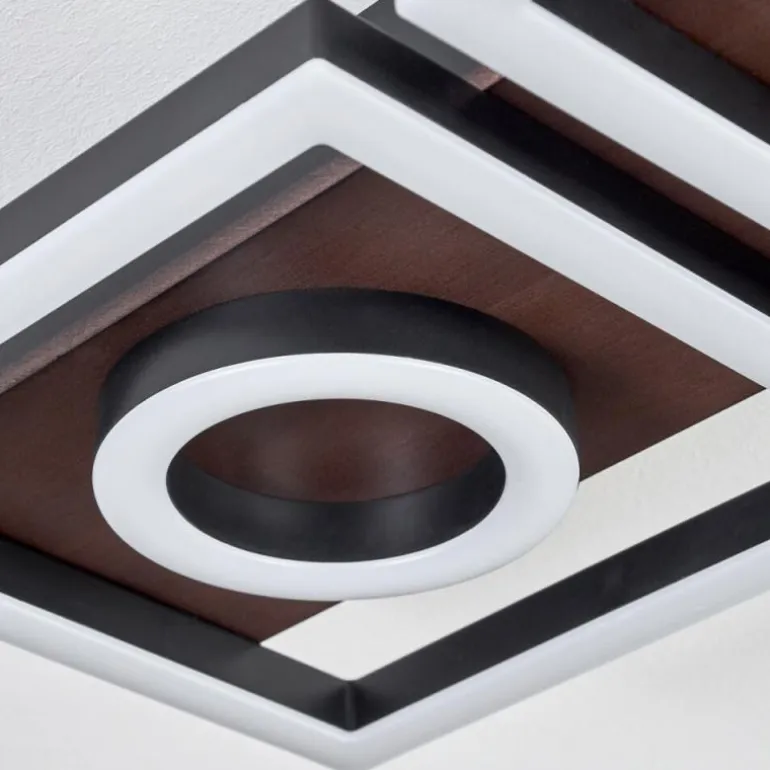 Plafonnier Taboneira LED Brun foncé, Noir, 2 lumières