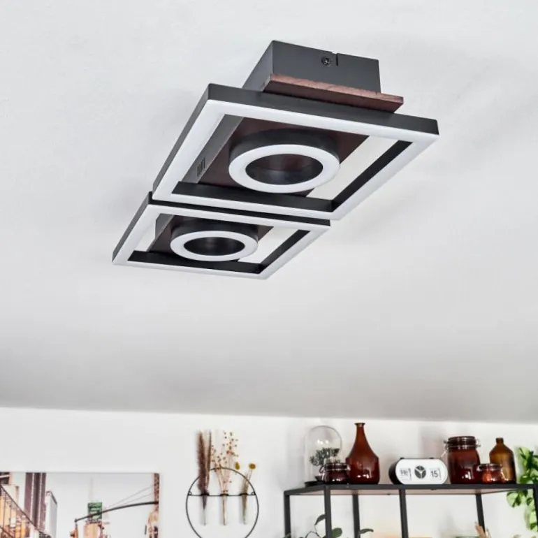 Plafonnier Taboneira LED Brun foncé, Noir, 2 lumières