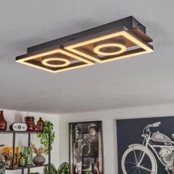 Plafonnier Taboneira LED Brun foncé, Noir, 2 lumières