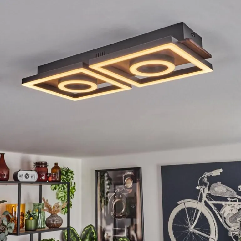 Plafonnier Taboneira LED Brun foncé, Noir, 2 lumières