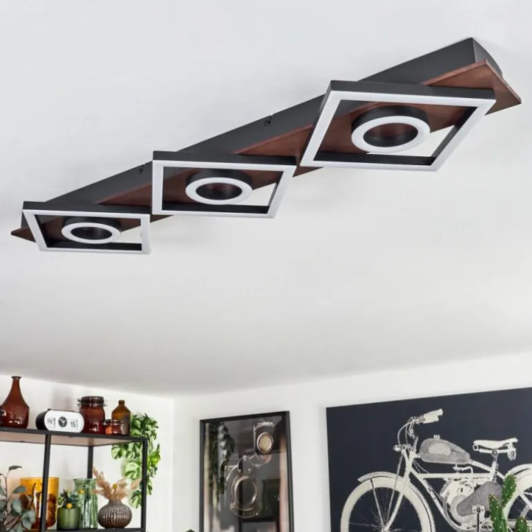 Plafonnier Taboneira LED Brun foncé, Noir, 3 lumières
