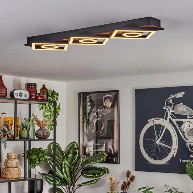 Plafonnier Taboneira LED Brun foncé, Noir, 3 lumières