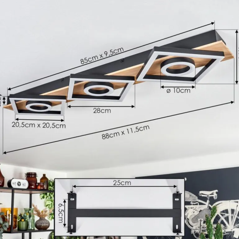 Plafonnier Taboneira LED Écru, Noir, 3 lumières