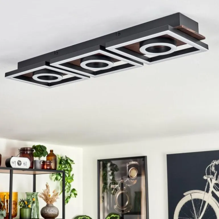 Plafonnier Taboneira LED Brun foncé, Noir, 3 lumières
