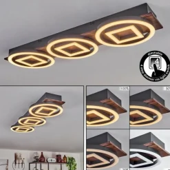 Plafonnier Taboneira LED Brun foncé, Noir, 3 lumières