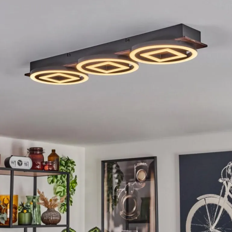Plafonnier Taboneira LED Brun foncé, Noir, 3 lumières