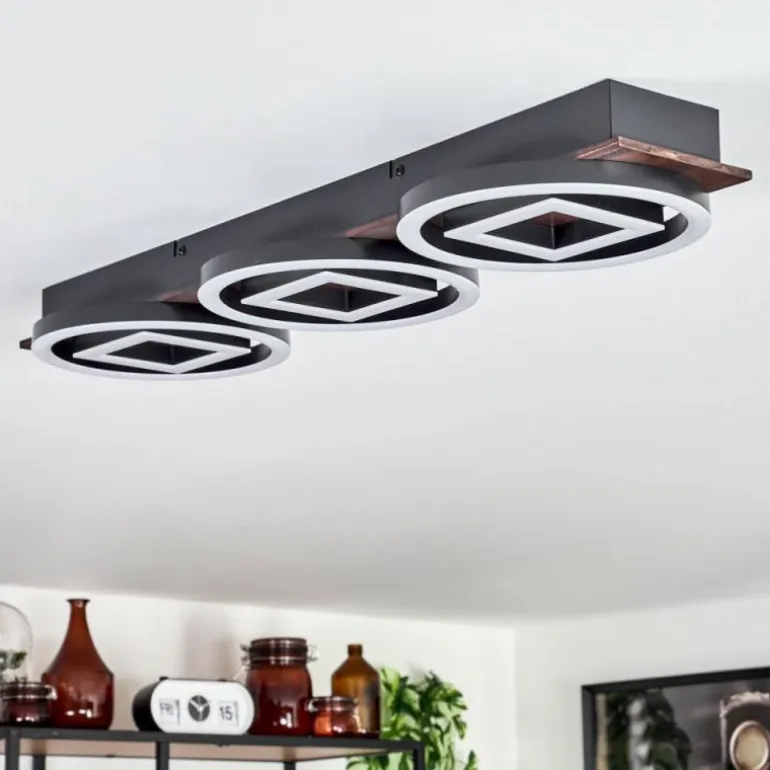 Plafonnier Taboneira LED Brun foncé, Noir, 3 lumières