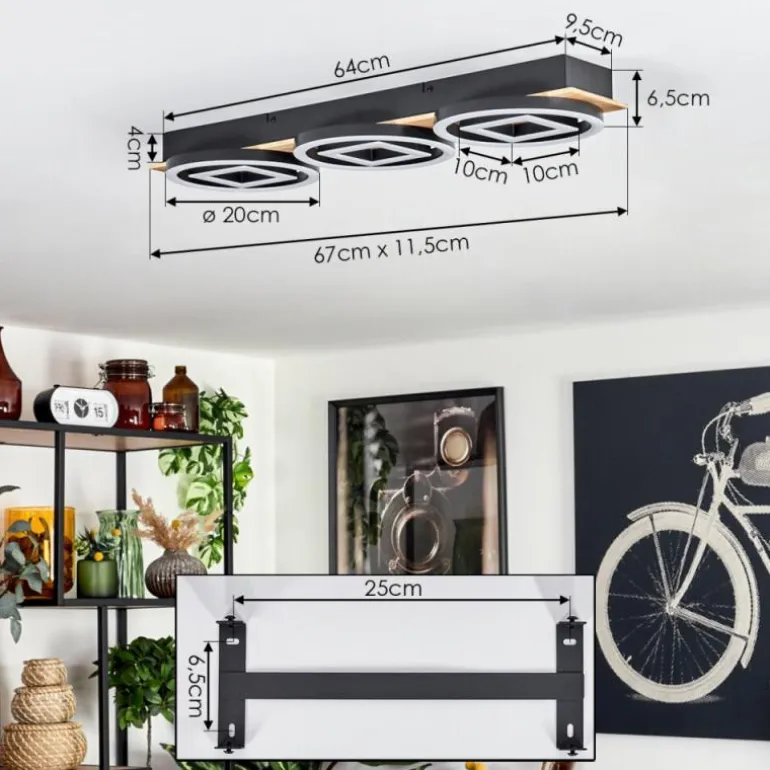 Plafonnier Taboneira LED Écru, Noir, 3 lumières