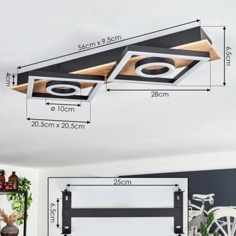Plafonnier Taboneira LED Écru, Noir, 2 lumières