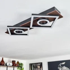 Plafonnier Taboneira LED Brun foncé, Noir, 2 lumières