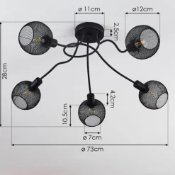 Plafonnier Tambo Noir, 5 lumières