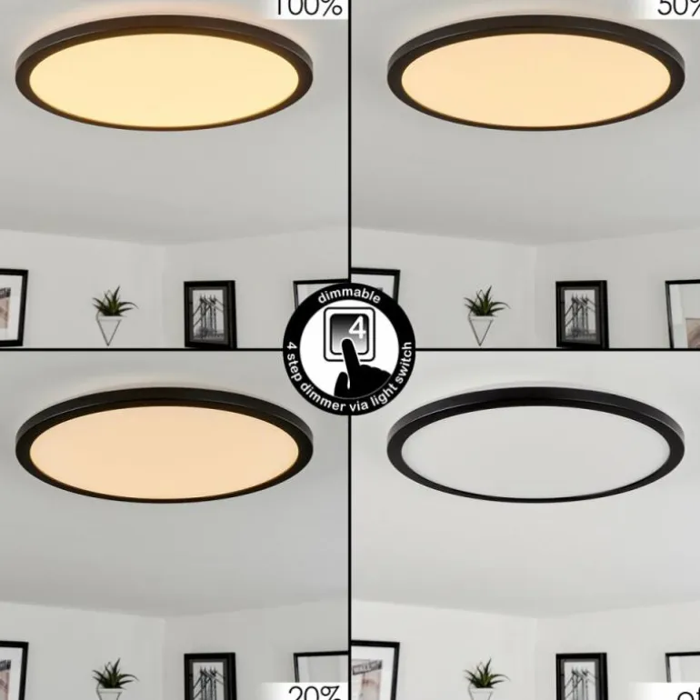 Plafonnier Tamesch LED Noir, 1 lumière