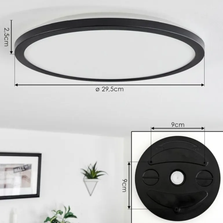 Plafonnier Tamesch LED Noir, 1 lumière