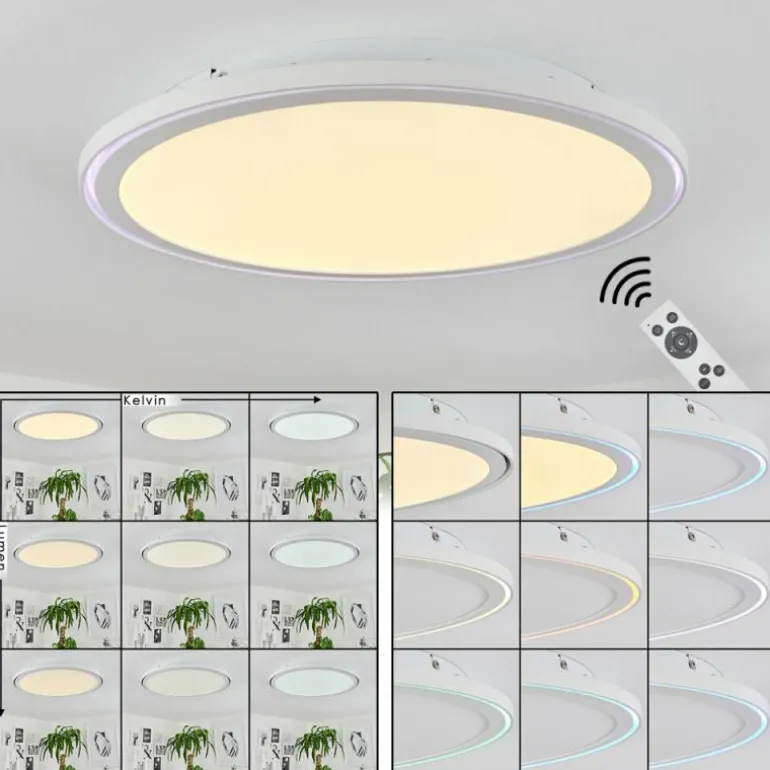 Plafonnier Telsen LED Blanc, 2 lumières, Télécommandes, Changeur de couleurs