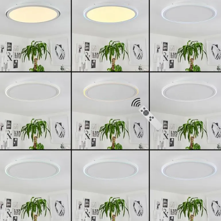 Plafonnier Telsen LED Blanc, 2 lumières, Télécommandes, Changeur de couleurs