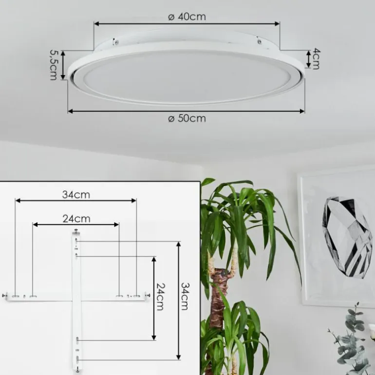 Plafonnier Telsen LED Blanc, 2 lumières, Télécommandes, Changeur de couleurs