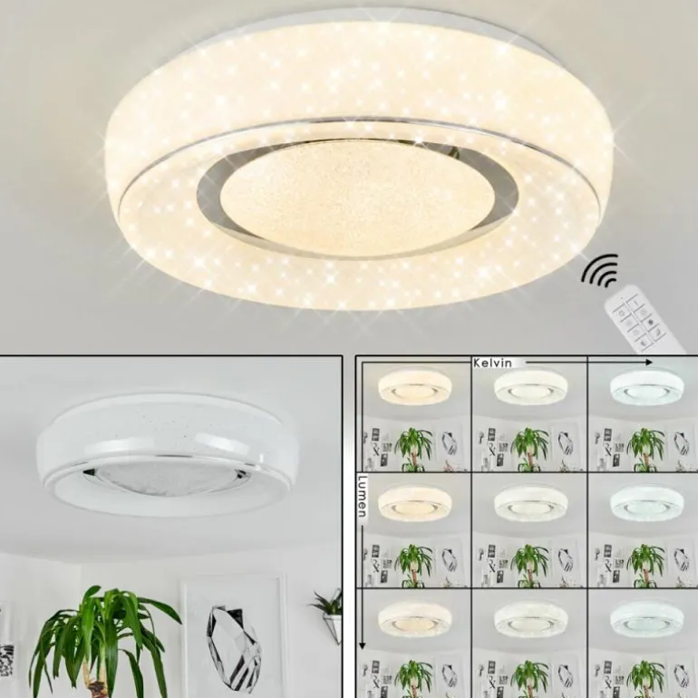 Plafonnier Tobosy LED Blanc, 1 lumière, Télécommandes