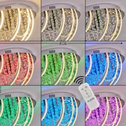 Plafonnier Toirano LED Chrome, Scintillant, Argenté, Blanc, 2 lumières, Télécommandes, Changeur de couleurs