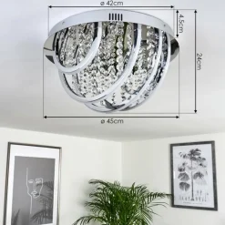Plafonnier Toirano LED Chrome, Scintillant, Argenté, Blanc, 2 lumières, Télécommandes, Changeur de couleurs