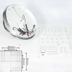 Plafonnier Toirano LED Chrome, Scintillant, Argenté, Blanc, 2 lumières, Télécommandes, Changeur de couleurs
