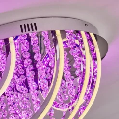 Plafonnier Toirano LED Chrome, Scintillant, Argenté, Blanc, 2 lumières, Télécommandes, Changeur de couleurs