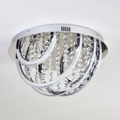 Plafonnier Toirano LED Chrome, Scintillant, Argenté, Blanc, 2 lumières, Télécommandes, Changeur de couleurs