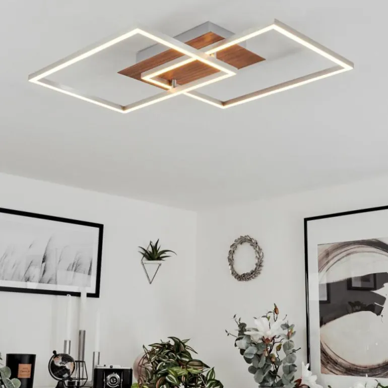 Plafonnier Torres LED Nickel mat, 2 lumières, Télécommandes