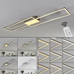Plafonnier Torresella LED Nickel mat, 2 lumières, Télécommandes