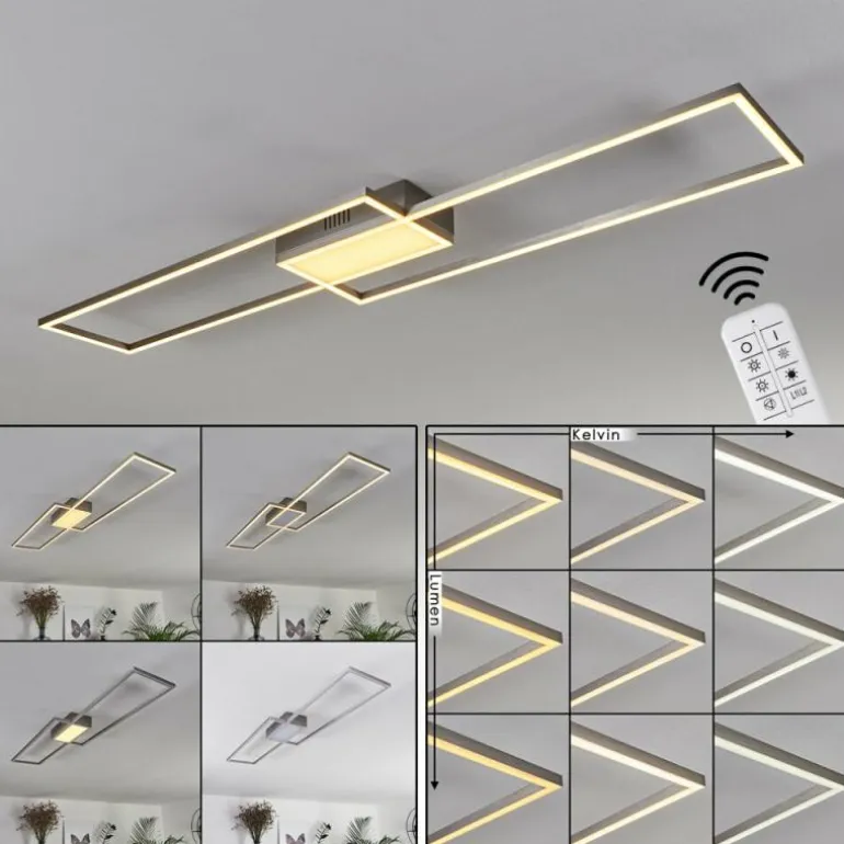 Plafonnier Torresella LED Nickel mat, 2 lumières, Télécommandes