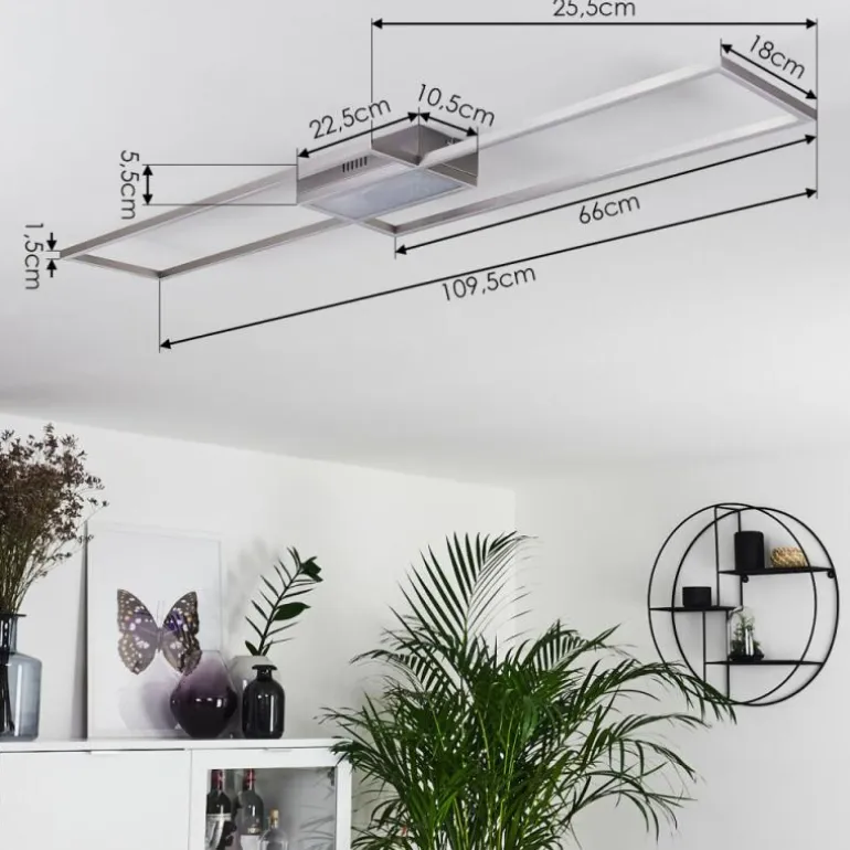 Plafonnier Torresella LED Nickel mat, 2 lumières, Télécommandes