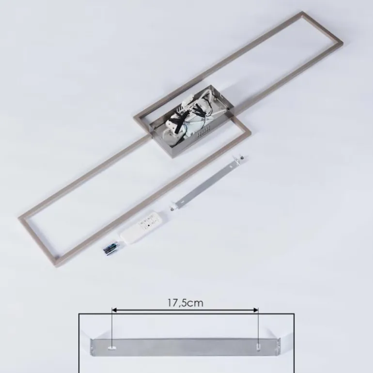Plafonnier Torresella LED Nickel mat, 2 lumières, Télécommandes